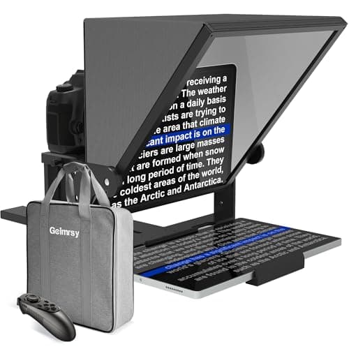 GEIMRSY 13-inch HD Wide-Angle teleprompter, manually Adjustable in Height and Compatible with Multiple Devices, with Remote Control and Free teleprompter app(13 inch)