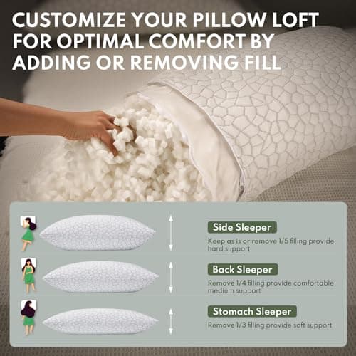 HEYCUZI Shredded Memory Foam Fill 0.66 Pound Bean Bag - Adjustable Pillow, Refill to Customize Your Adjustable Shredded Memory Foam Pillows, CertiPUR-US Certified 5