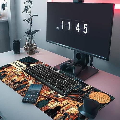 Japanese Street Gaming Mouse Pad Large,Anime Mouse Pad Gaming Mouse Mat Desk Pad,31.5 x 11.8 Desk Mat Anime Mouse Pads for Desk,Extended Keyboard Mousepad with Non-Slip Base and Stitched Edge 6