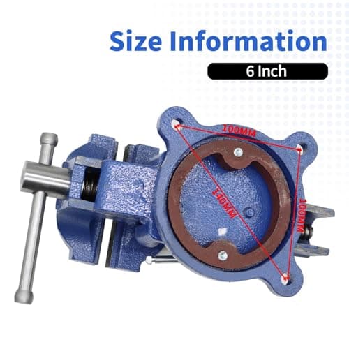 Nakkaa 6" Heavy Duty Bench Vise Cast Iron Vise with 360° Flexible Swivel Locking Base Home Work 6 Inch Swivel Bench Vice with Anvil 5