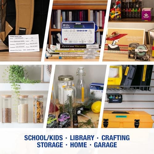 LABELWORKS Epson LW-K200PX-DBL Portable QWERTY Keyboard Label Maker for Home & Hobbies - Craft, Organize, and Personalize - Dark Blue Printer 5