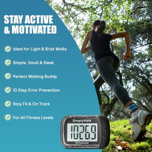 Simple Pedometer for Walking, Step Counter with Large Display, for Women Men Kids Seniors 5