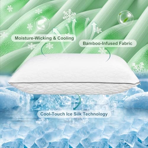 Mooppom Cooling Pillows for Sleeping, Shredded Memory Foam Cooling Pillow for Hot Sleepers, Cool Bed Pillows for Side Back Stomach Sleepers(Queen) 9