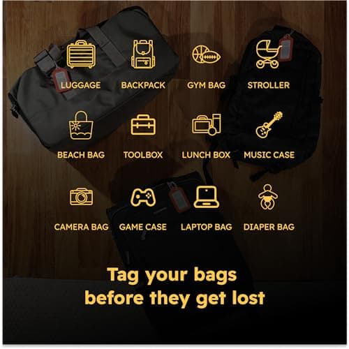 Smart Luggage Tags | Privacy QR Code Luggage Tag Keeps Personal info Private | Customizable Travel Suitcase Tags for Women Men | Use with GPS Bag Locator Tracking, Air Tag for Android or iOS 7