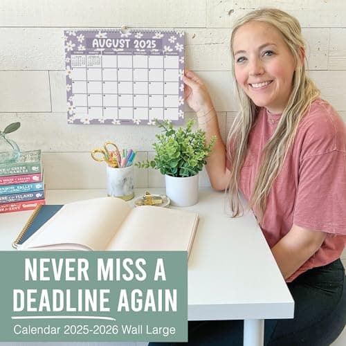 Hadley Designs Wall Calendar 2025-2026 – 18-Month Hanging Calendar 2025-2026 for Family, Home, School, & Office, Spiral Bound with Large Date Blocks & Notes Sections (Floral) 7