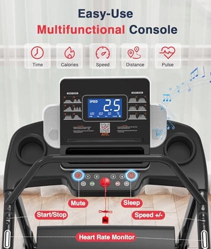 Redliro Walking Treadmill for Seniors Foldable - 400 Lb Capacity Senior Treadmill with Front & Long Handrails, 0%-2% Incline Home Recovery Fitness Exercise Machine for Elder, 47.6” Long Belt, APP 5