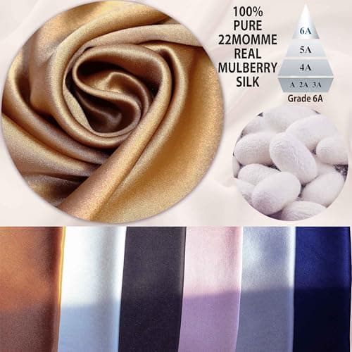 Jadebeads 100% Pure Mulberry Silk 22Momme Luxurious Pillow Cases for Hair and Skin Champagne Silk Pillowcase with Zipper Silk Pillow Covers 1 Pack for Gifts (Queen 30" x 20") 6