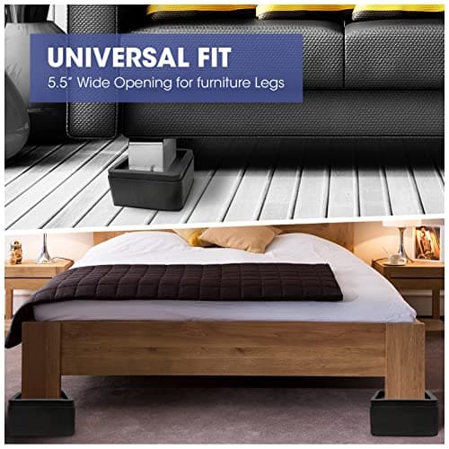 MYMULIKE Bed Risers 3 Inch, Oversized Fit Up to 5.5" Legs, Heavy Duty Support 6000lbs, Stackable 6/9 inch Bed Raising Blocks Furniture Sturdy Bed Lifts for College Dorm Rooms, Couches, Tables, Desks 7