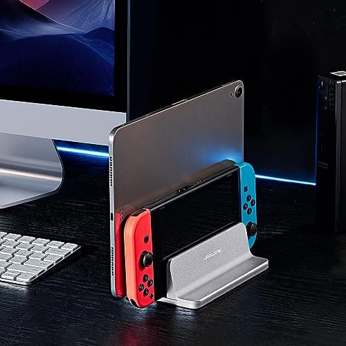 JARLINK Vertical Laptop Stand, Aluminum Laptop Holder Desktop Stand with Adjustable Dock Size (up to 17.3 inches) Compatible with All MacBook/Surface/Dell/Gaming Laptops (Silver) 9