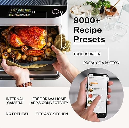 Brava Oven Bake & Breakfast Set: 10-in-1 Touchscreen Countertop Smart Oven, Air Fryer, 6-Slice Toaster, Slow Cooker, Reheater, Dehydrator, Rice Cooker, Healthy & User Friendly, Auto-Shut Off, 1800W 6
