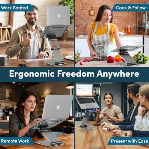 Lifelong Ergonomic Adjustable Laptop Stand for Desk - Height Up to 20" Portable Computer Laptop Riser Holder, Fits All MacBook Air & 10 15 17 Inches Laptops, Back to School Gift for Men & Women 8