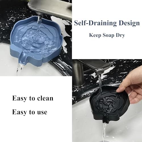 3PC Self-Draining Silicone Soap Dish, Soap Holder/Tray/Saver for Shower, Bathroom, Kitchen, Bathtub, Keep Soap Dry and Easy to Clean (Light Color) 6