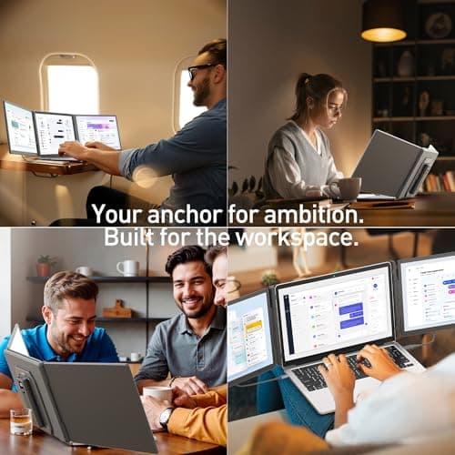 KEFEYA 15.6" Laptop Screen Extender, Includes Power Bank, FHD 1080P IPS Triple Laptop Monitor Extender for 13-17" Laptops, Plug & Play with HDMI/USB-A/TYPE-C/Hub, Compatible with Windows, Mac, Android 6