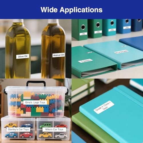 SUPVAN E11 Bluetooth Label Maker Machine with 4 Tapes, Support Keyboard & App with 30+ Fonts and 660+ Icons, Rechargeable Inkless Labeler for Home, Kitchen, Office, School, Organization, Black 8