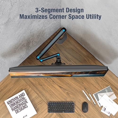 AVLT Single 17"-40" Ultrawide 3-Segment Easel Monitor Arm for Screens Up to 24.3 lbs, Aluminum Designer Stand, Adjustable Pneumatic Height, Full Motion Swivel Tilt Rotation, USB-C USB-A Ports, Black 5