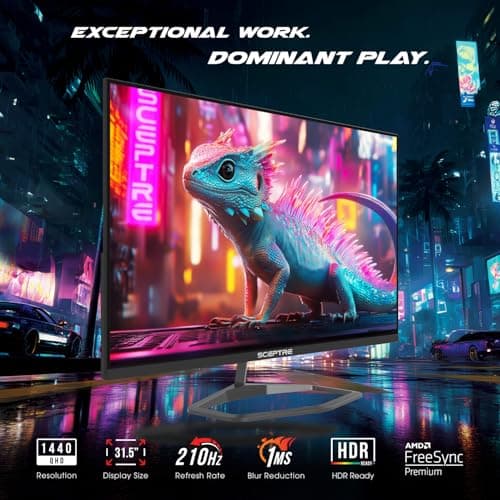 Sceptre New 32-inch 2K QHD Prime Gaming Monitor 2560 x 1440 up to 210Hz sRGB 115% 1ms DisplayPort HDMI Type-C Build-in Speakers, Machine Black 2026 ((E325B-QW200D Series) 6