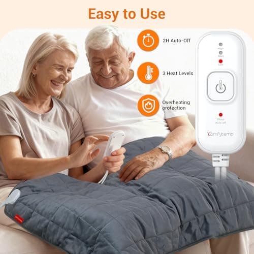 Comfytemp Far Infrared Large Heating Pad 27"×35" for Deeper Back & Period Relaxation, FSA Eligible Weighted Electric Heat Pad with Evenly Filling Ceramic Bead for Better Fit, HSA King Size Heated Pad 5
