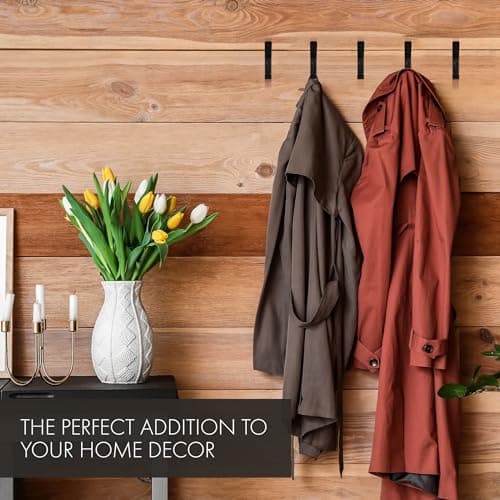 Decorative Coat Hooks For Wall Mount Set of 5 - Stylish and Sturdy Black Metal Double Hooks Are Perfect To Hang Your Jackets, Towels Or Hats - A Modern Addition To Any Farmhouse or Minimal Home Decor 8