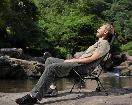 MARCHWAY Lightweight Folding High Back Camping Chair with Head Support, Stable Portable Compact for Outdoor Camp, Travel, Beach, Picnic, Festival, Hiking, Backpacking (Highback Black) 8