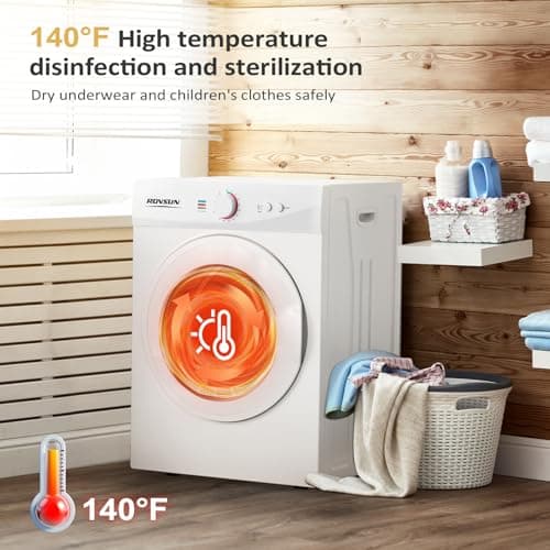 ROVSUN 1.8CuFt Portable Clothes Dryer and 17.8LBS Full-Automatic Washing Machine Set, Compact Laundry Washer and Dryer Combo Set with Stainless Steel Inner Tub, for Apartment, Dorms, Home 6