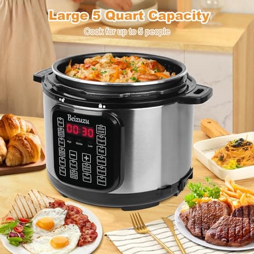 Electric Pressure Cooker: 5 Quart 8-in-1 Multi-Functional Built-in 12 Presets Programs Pressure Pot, Multi Cooker, Slow Cooker, Rice Cooker, Steamer, Sauté, Yogurt Maker, Warmer & Sterilizer 7
