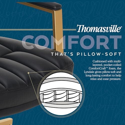 Thomasville® Lyndale Ergonomic Vegan Leather Mid-Back Office Chair, Black/Gold 5