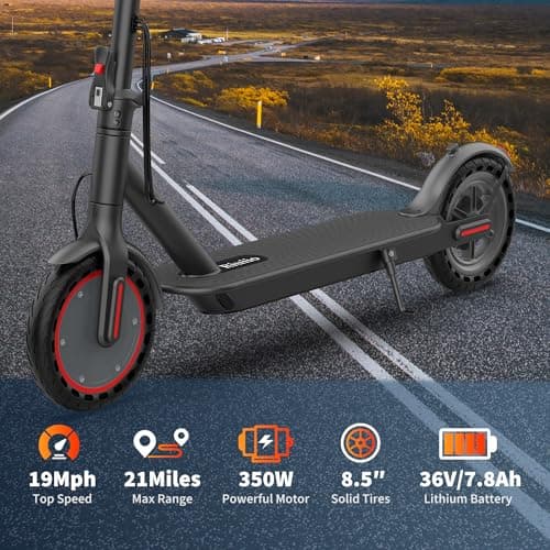 Folding Electric Scooter for Adults with Seat- 19MPH & 21-Mile Range, 350W Motor, 8.5" Solid Tires with App Control & Dual Brake System - UL2272 Certified Commuter E-Scooter 9