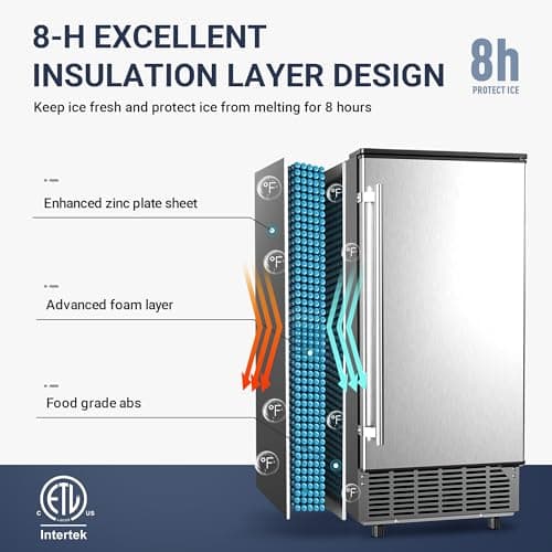 ICEVIVAL Commercial Under Counter Ice Maker Machine, 80Lbs/Day with 24lbs Storage, Auto-Cleaning, 24H Timer, Built-in Freestanding Ice Maker for Home/Commercial/Apartment. (Stainless Steel) 5