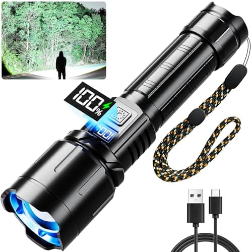 KNIBO Rechargeable Flashlight 99000 High Lumens, LED Super Bright Flash Light, Tactical Flashlights with LCD Power Display, 6 Modes, Waterproof, Brightest Flashlight for Emergencies Camping