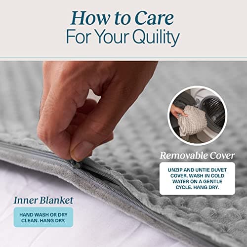 Quility Weighted Blanket for Adults - 30 LB King Size Heavy Blanket for Cooling & Heating - 100% Cotton Big Blanket w/Glass Beads, Machine Washable Blankets - 86"x92", Grey 5