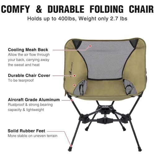 MOON LENCE Portable Camping Chair Lightweight Foldable Chair - The 4th Generation Portable Folding Chair - Compact, Ultralight Folding Chairs for Hiking Mountaineering Beach 7