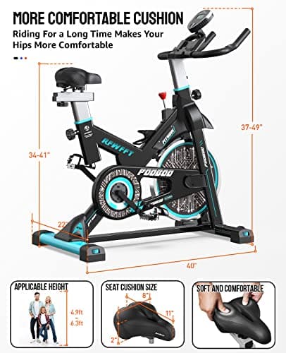 Exercise Bike Adjustable Resistance Cardio Workout Indoor Fitness Bike w/LCD Monitor Adjustable Seat Straps Foot Pads Home Office Fitness Training Workout 6