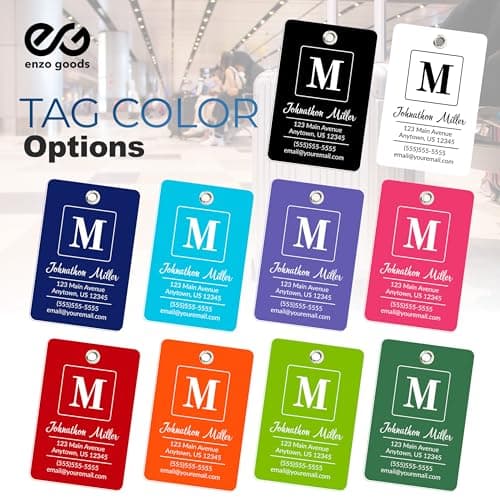 Enzo Goods Personalized Luggage Tag | Custom Luggage Tags for Suitcases | Kids Backpack Tag | 10 Color Options & Choose Font, Font Color 7