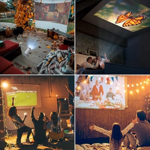 Mini Projector with WiFi and Bluetooth, Portable Projector 4K Support with Auto Keystone, 2025 Upgraded HY300Pro Projectors Compatible with iPhone/Android/Windows/TV Stick/Xbox/HDMI, 180° Rotatable 6