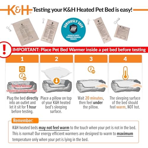K&H Pet Products Pet Bed Warmer, Turn Any Pet Bed Into a Heated Cat or Dog Bed, Waterproof Indoor Heated Warming Pad Insert, Automatic Temperature, Safety Listed - Small 9 X 8.5in Tan 6