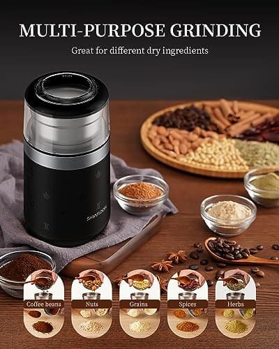 SHARDOR Super Silent Coffee Grinder Electric,Spice, Coffee Bean, Espresso with 1 Removable Stainless Steel Bowl 6