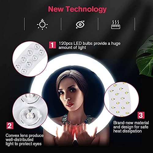 19 inch LED Ring Light LCD Display Touch Screen with Tripod Stand Dimmable Makeup Selfie Ring Light for Studio Portrait YouTube Vlog Video Shooting with Carrying Bag and Remote Controller, CRI>90 6