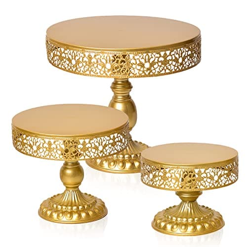 3 Packs Round Gold Cake Stand, Dessert Table Display Set, Candy Fruite Cupcake Pastry Plate for Wedding, Birthday, Company Party Celebration
