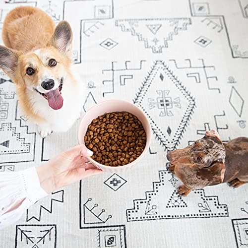 Waggo Ripple Ceramic Dog Bowl for Medium and Large Breeds - Modern with Matte Finish, Heavyweight Durable Pet Food and Water Dish Crock, Dishwasher Safe (Medium, Cloud) 7