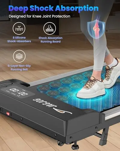 Walking Pad Treadmill with Incline, 4 in 1 Under Desk Treadmills for Home Office, 2.5HP Low Noise 265LB Capacity Portable Treadmill with Remote Control for Walking Jogging Running (Silver) 6