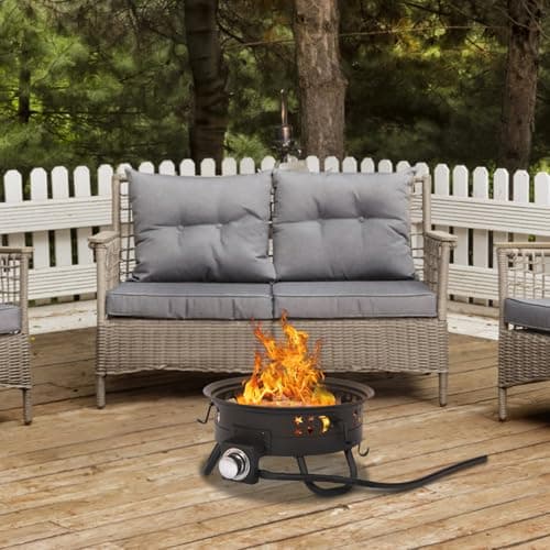 Propane Fire Pit 17 inch 58,000 BTU Folding Legs Firepits for Outside Patio Outdoor Portable for Camping Travel RV with Carrying Bag and Volcanic Stone - Easy Flame Adjustment 6