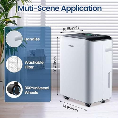 AIRPLUS 70 Pints Dehumidifiers for Home, 5500 Sq. Ft Dehumidifier for Basement with Drain Hose, Continuous Drainage, Intelligent Humidistat, Dehumidifier for bathroom, bedroom, Large Room 6