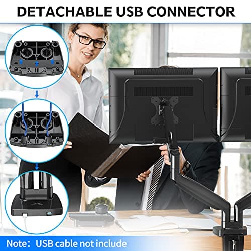MOUNTUP Dual Monitor Mount for 2 Max 35 inch Ultrawide Screens, Hold 6.6-30.9lbs, Full Motion Gas Spring Monitor Desk Arm, Heavy Duty Dual Monitor Stand for Desk, VESA Bracket with Clamp/Grommet Base 7