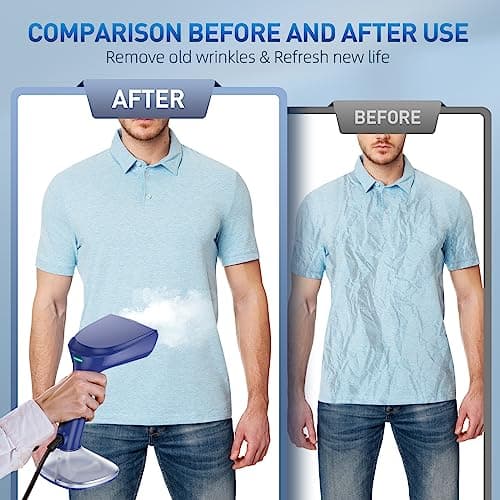 Steamer for Clothes - 1800W Powerful Steam, 2 Modes for Wet and Dry Ironing, 20-Second Fast Heat-up,Detachable Water Tank with Heat-Resistant Gloves -Removing Wrinkles.Only for 120V Countries.Blue 7