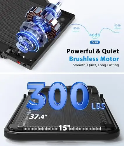 CIIHI Walking Pad Treadmill with Incline - 8% Incline Walking Pad with Handle Bar - Foldable Under Desk Treadmill for Home with 300 Lbs Capacity - Jogging Machine with Quiet Brushless, App & Remote 6