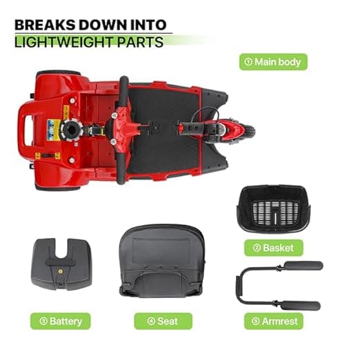 Magshion Folding Mobility Scooter for Adults and Seniors, Foldable Heavy-Duty All-Terrain, 3-Wheel (Red) 16