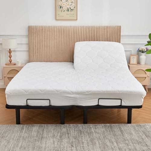 Kingnex Quilted Split Top Cal King Mattress Topper Pad for Adjustable Bed Breathable Fitted Fluffy Pillow Top Mattress Pad Split Top Cal King 5