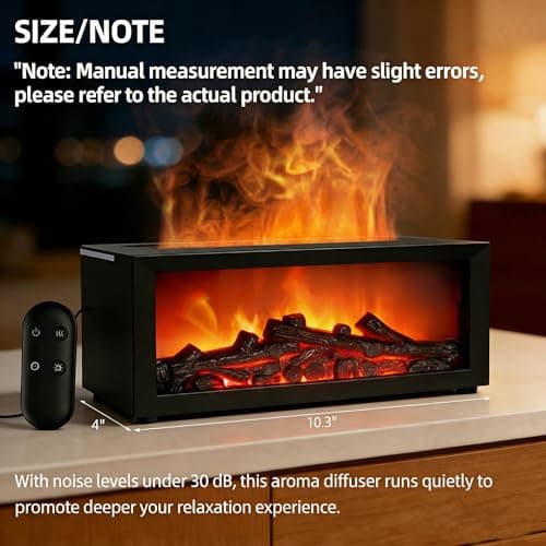 Fireplace Humidifier Diffuser, 7 Colors Flame Diffuser for Essential Oils, Fire Aroma Diffuser with Remote, Air Humidifiers Aromatherapy Diffuser for Home, Bedroom, Office,Yoga 9