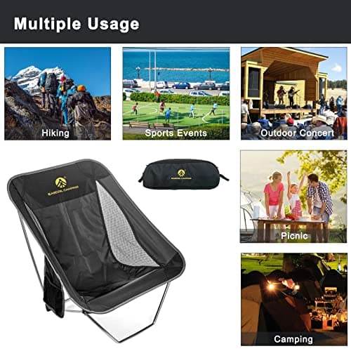 EASDRIL Ultralight Folding Camping Chair Low Lightweight Foldable Camp Chairs with Carry Bag for Hiking, Backpacking, Picnic, Outdoor Concert, Sports Events, Beach 6