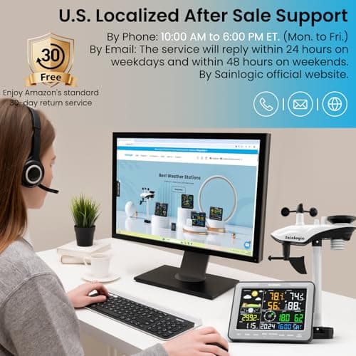 Sainlogic SA68 Weather Station with Weather Station Wireless Indoor Outdoor and Rain Gauge for Temperture, Humidity, Forecast, Pressure, Moon Phase, Alarm Clock, Gray (No WiFi) 8